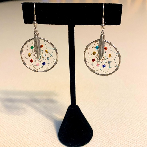 Source Unknown Jewelry - - Dreamcatcher Silver Tone Pierced Earrings